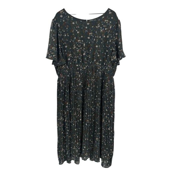 Baltic Born Belfast Pleated Midi Dress Womens 3XL Antique Jade Floral Print #h - Picture 2 of 9